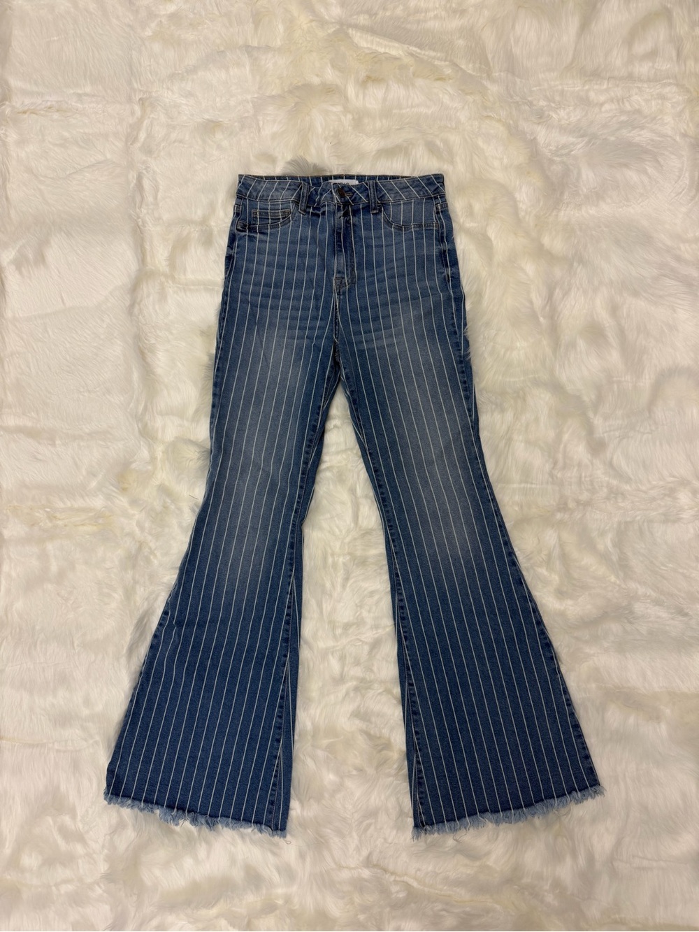 Cello Striped Dark Blue Flared Women's Jeans